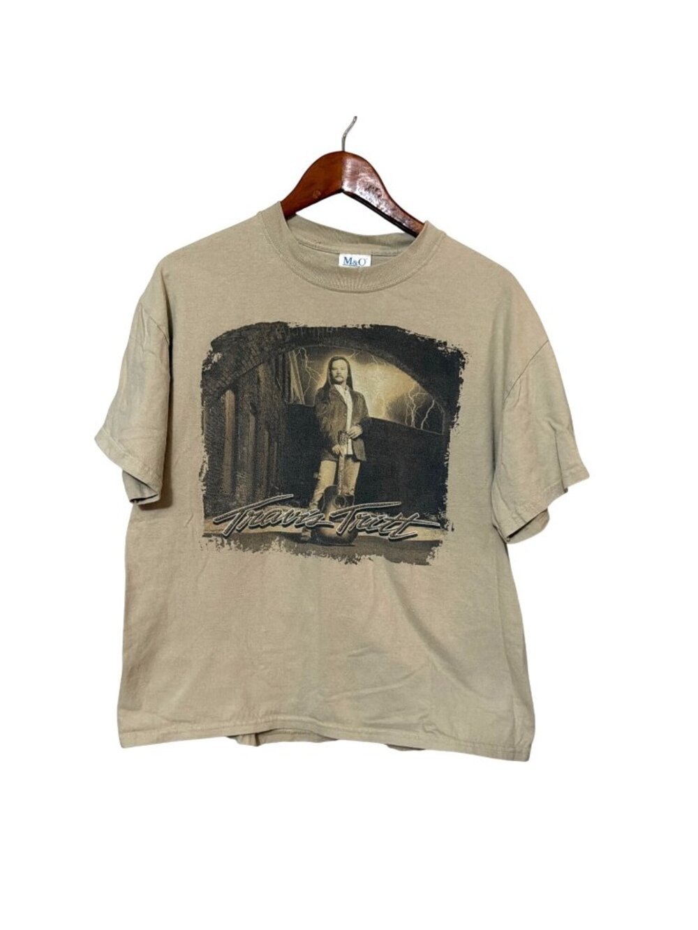 Vtg Travis‎ Tritt Strong Enough Tour 2003 Graphic Tee Heavyweight Size L Beige